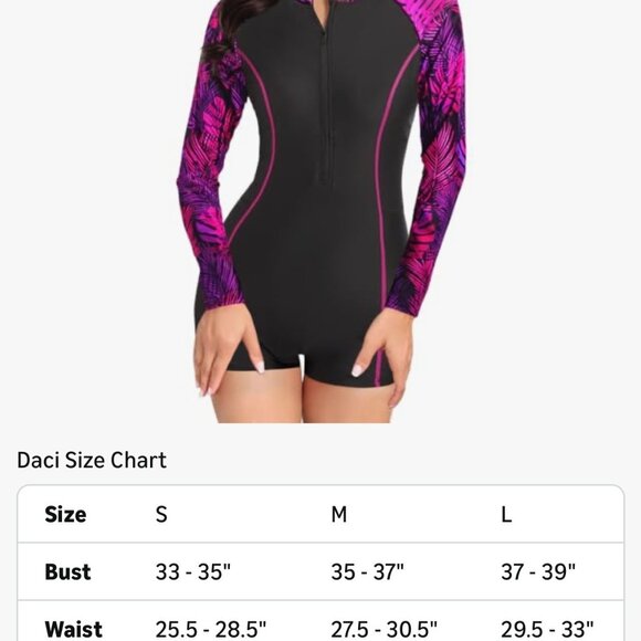 Long Sleeve Rash Guard One Piece Boyleg Swimsuit Zipper Surfing Bathing Suit - Picture 2 of 5